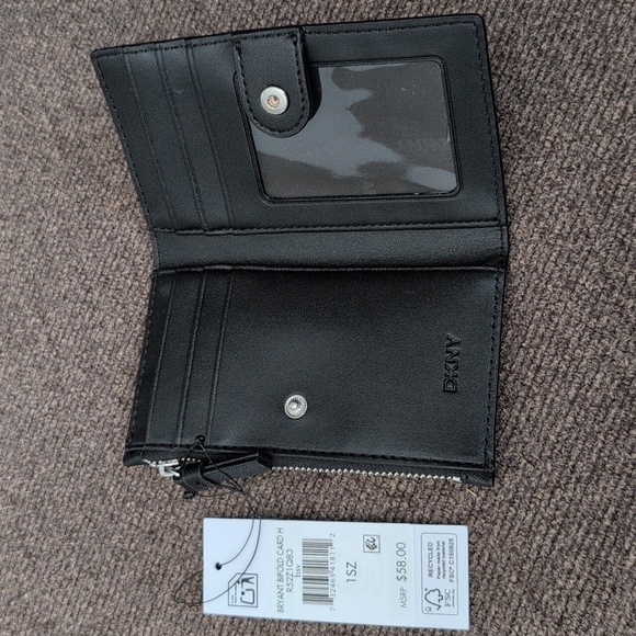 NWT DKNY Black Textured Bifold Mini Wallet - Picture 2 of 7
